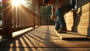 Step-by-step guide on how to safely remove engineered wood floors from a porch.