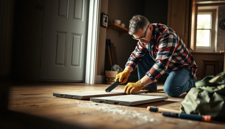 Step-by-step guide on how to remove hardwood floors from a kitchen.