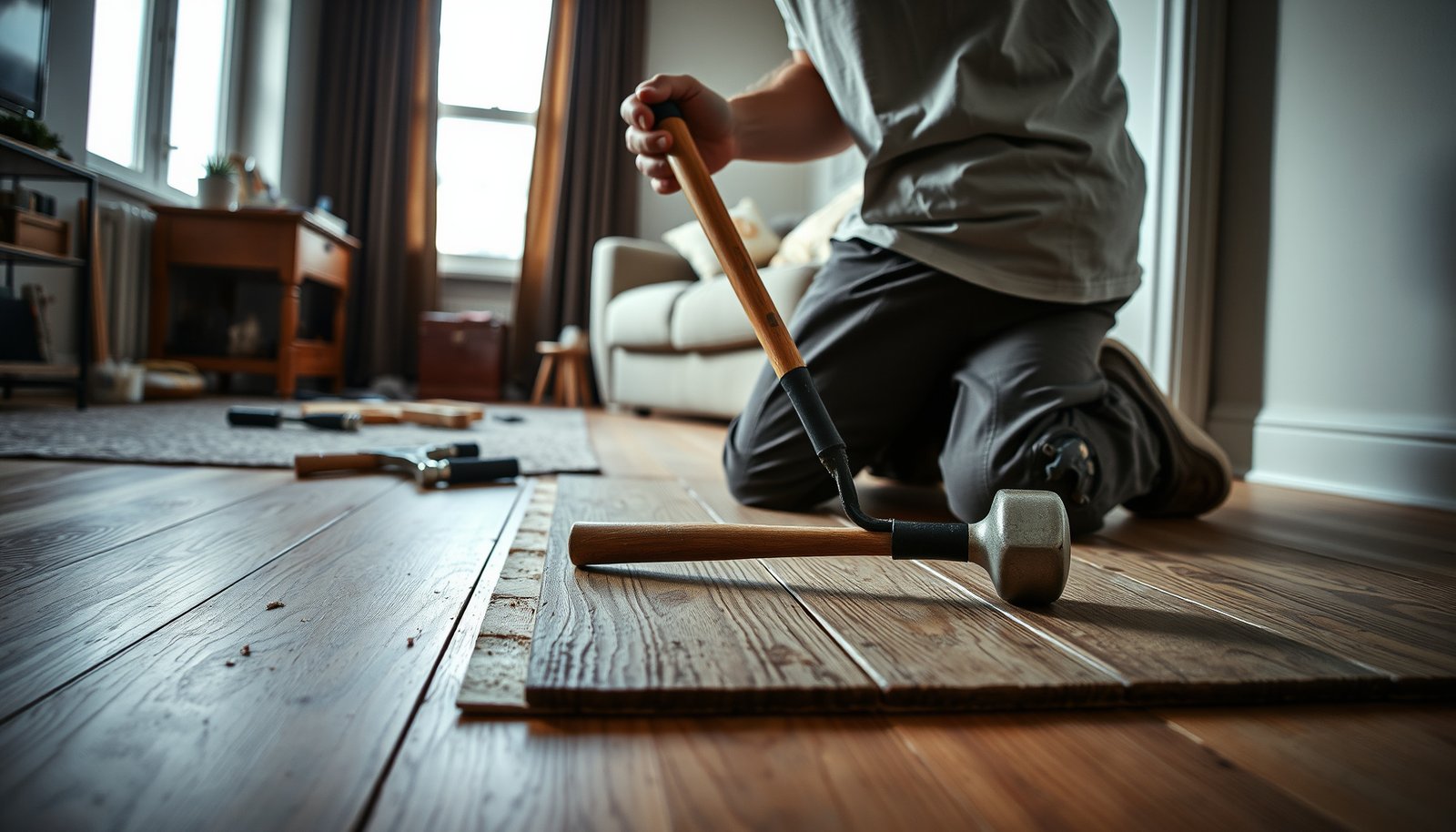 Step-by-step guide on how to remove hardwood floors from an apartment effectively.