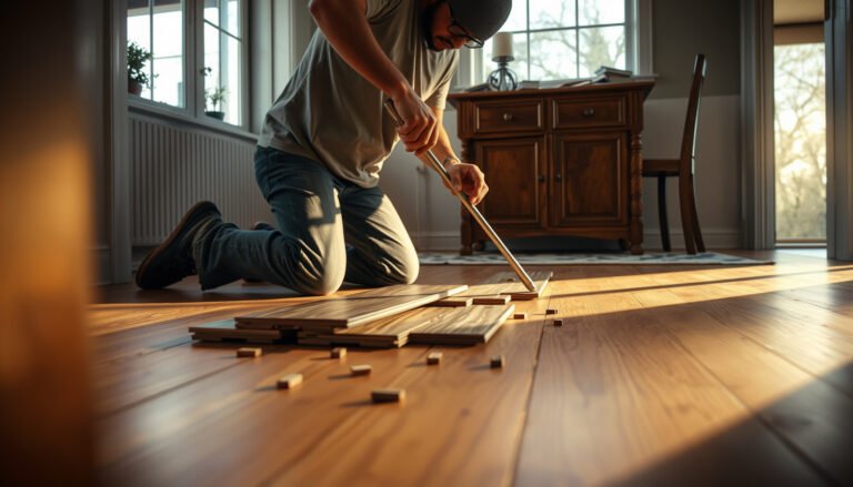 Step-by-step guide on how to remove laminate floors from a dining room.