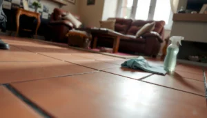Clean terracotta floor with natural odor removal methods showcased in the article