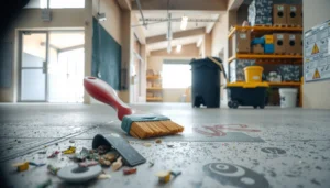 Step-by-step process for removing paint from commercial floors effectively and safely.