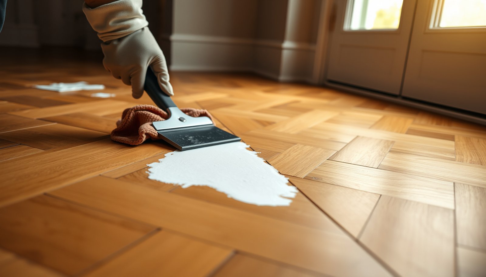 Step-by-step guide on removing paint from herringbone wood floors without damage