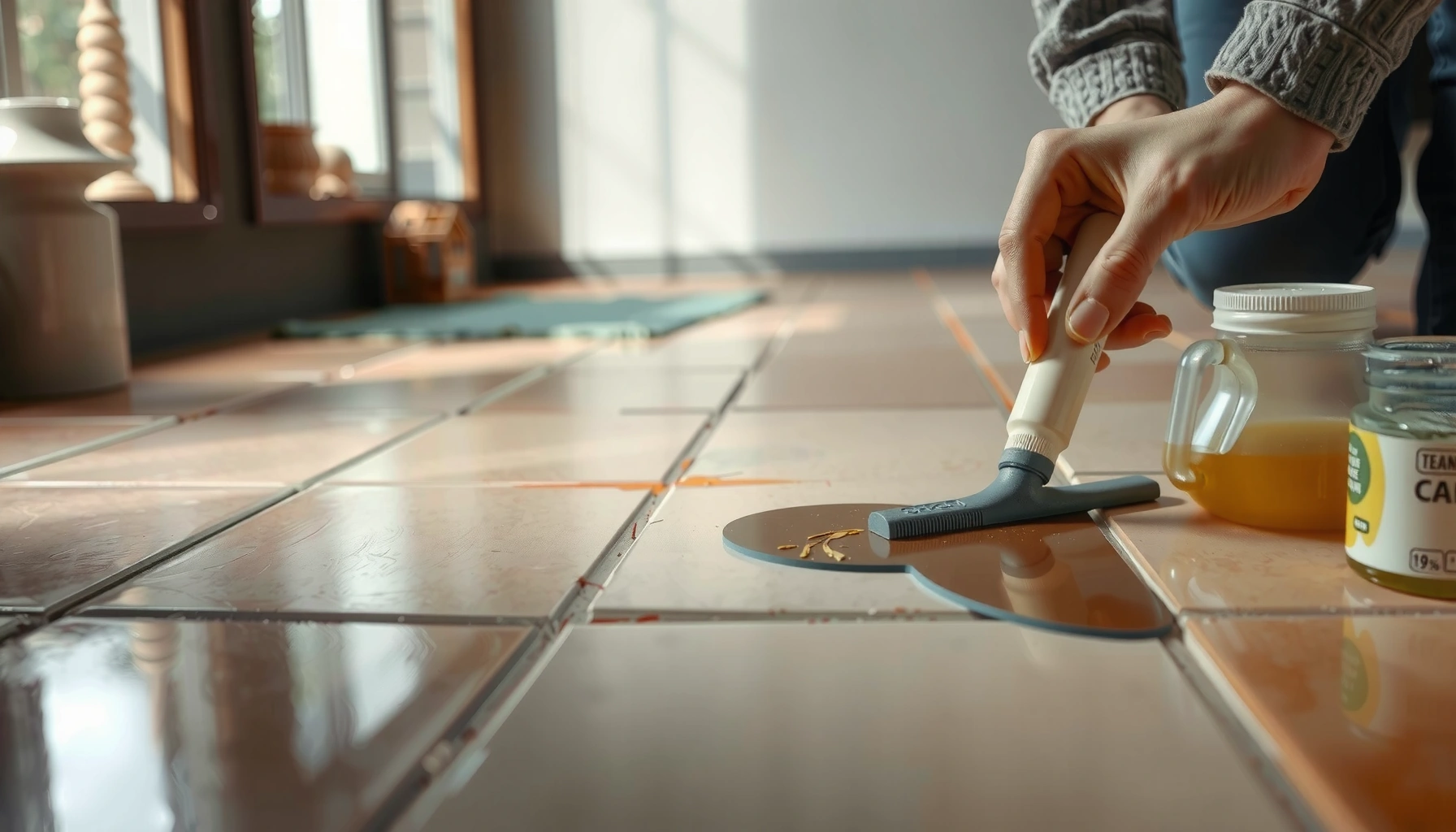 Step-by-step guide on how to safely remove paint from mosaic tile floors.