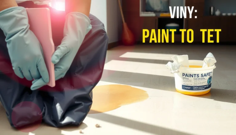 Step-by-step guide on how to safely remove paint from vinyl floors.
