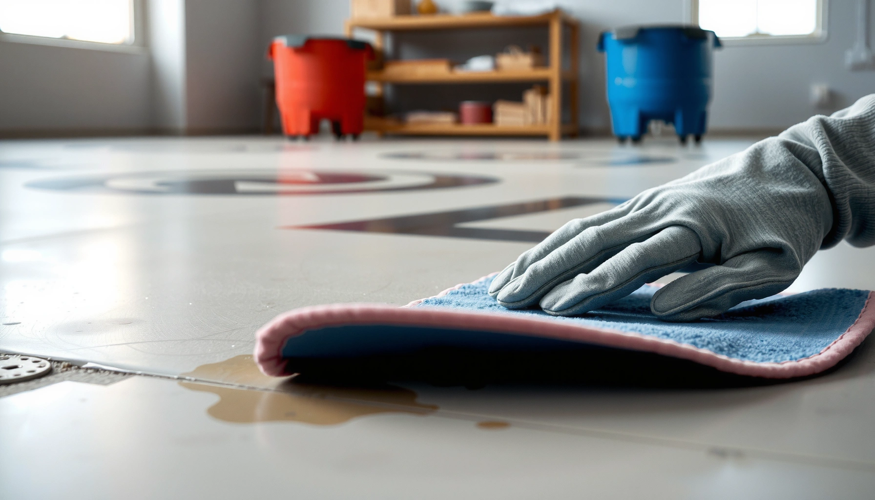 Step-by-step guide on removing scratches from concrete floors with tools and techniques.