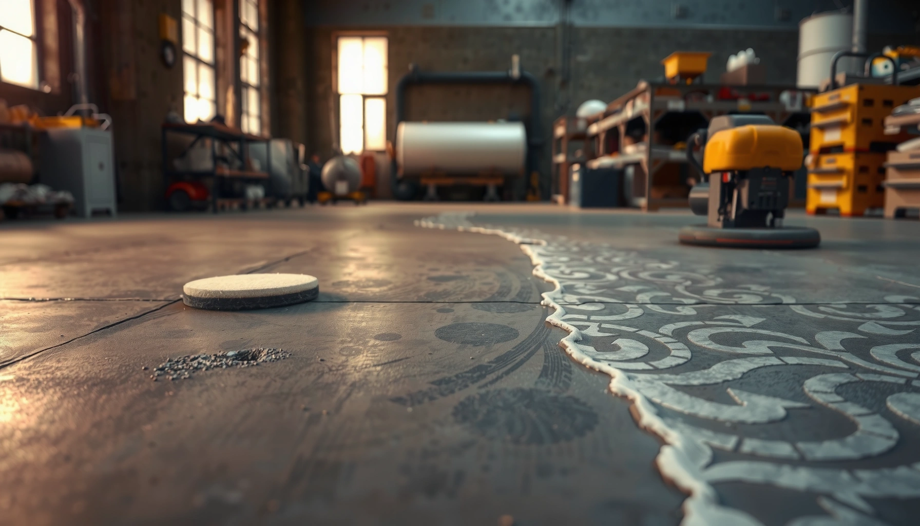 Methods for effectively removing scratches from industrial floors in a warehouse setting
