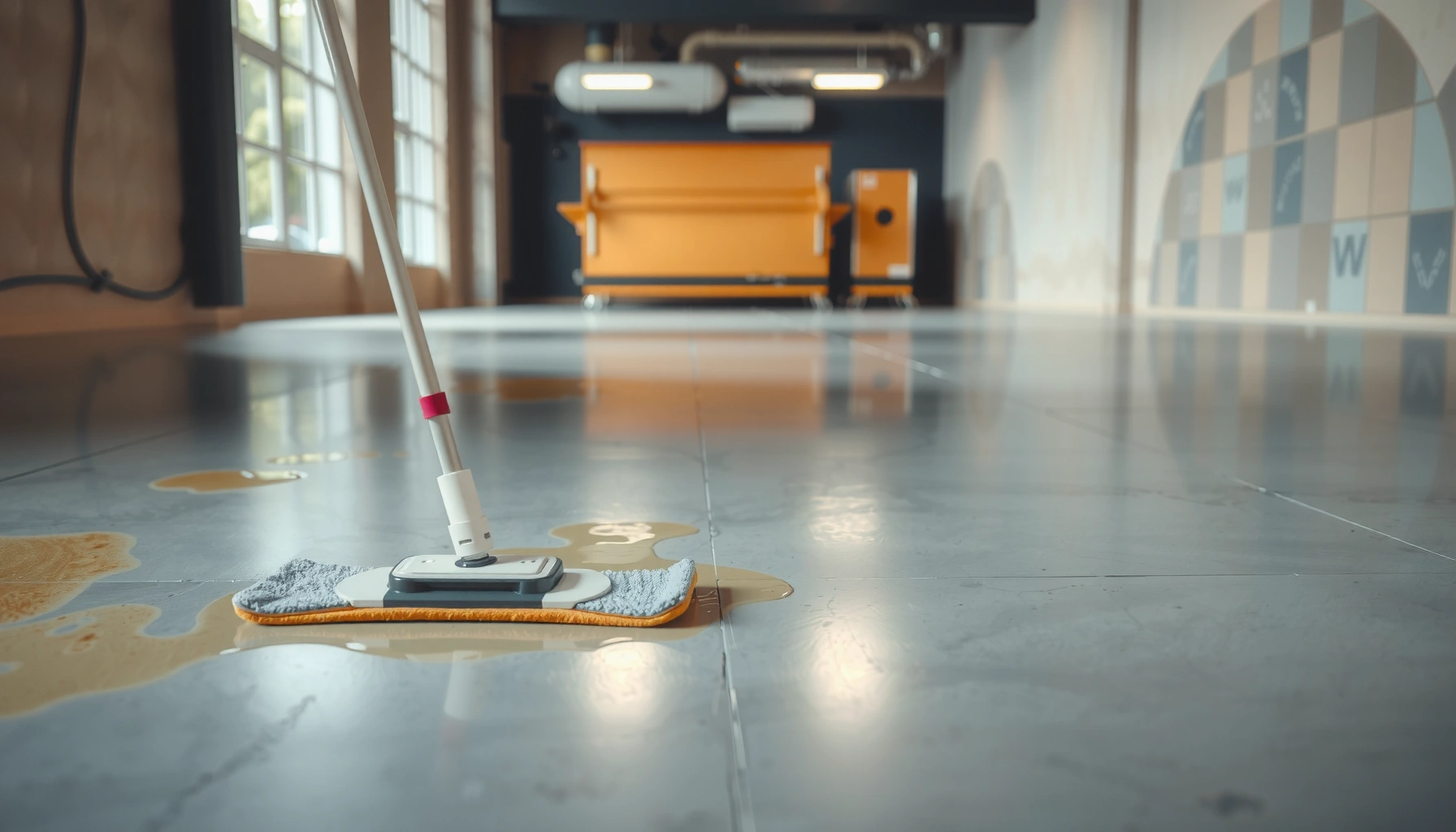 Step-by-step guide on removing stains from polished concrete floors.