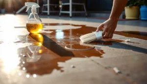 Practical cleaning steps for removing stains from outdoor floors effectively.