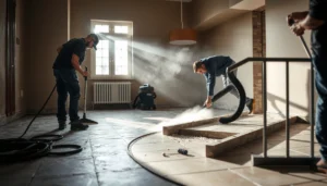Step-by-step process for removing travertine floors with tools and techniques.