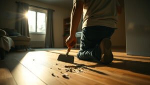 Step-by-step guide on how to remove vinyl floors in a rental property.
