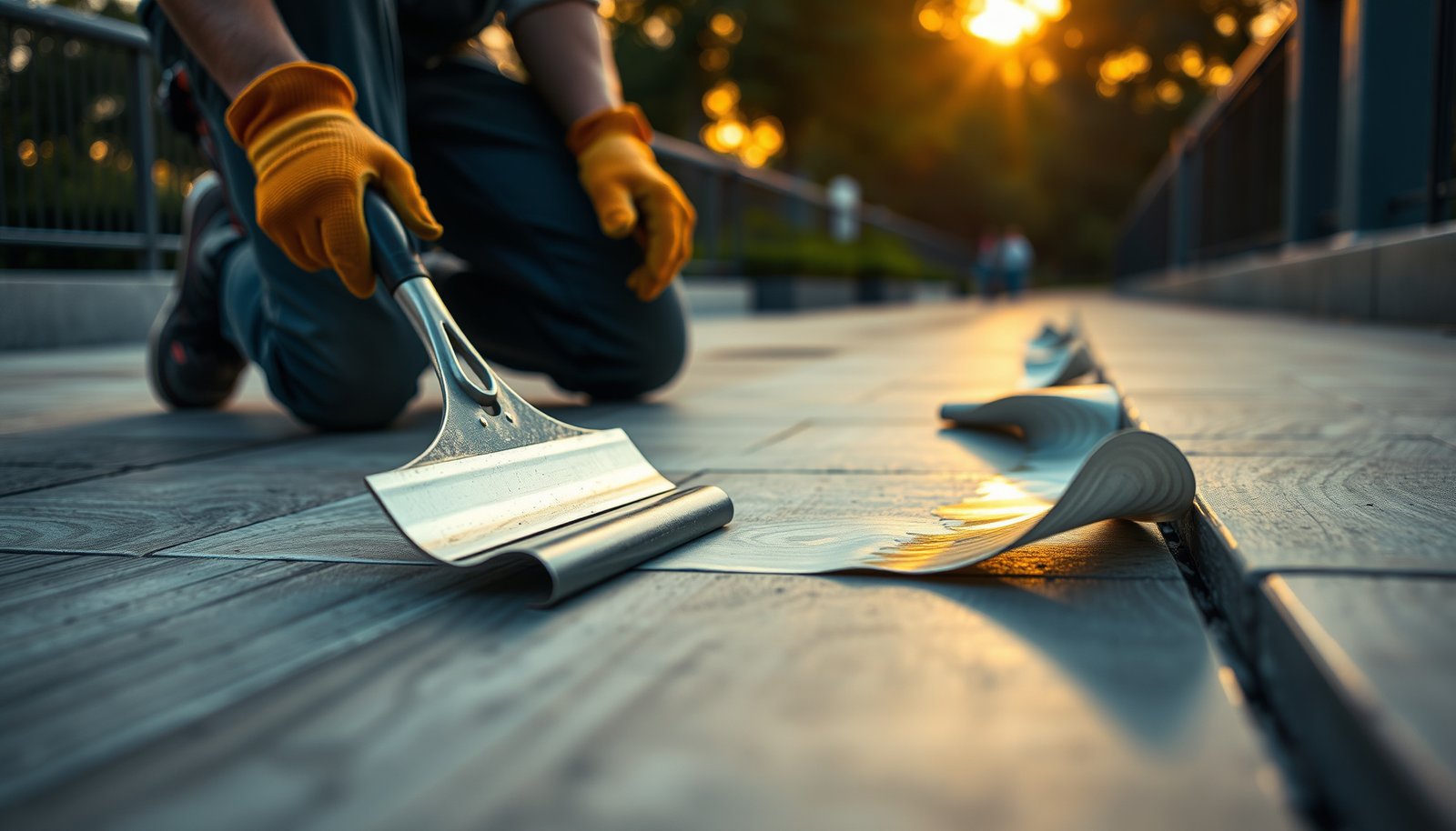 Step-by-step guide on how to remove vinyl floors from an outdoor walkway.
