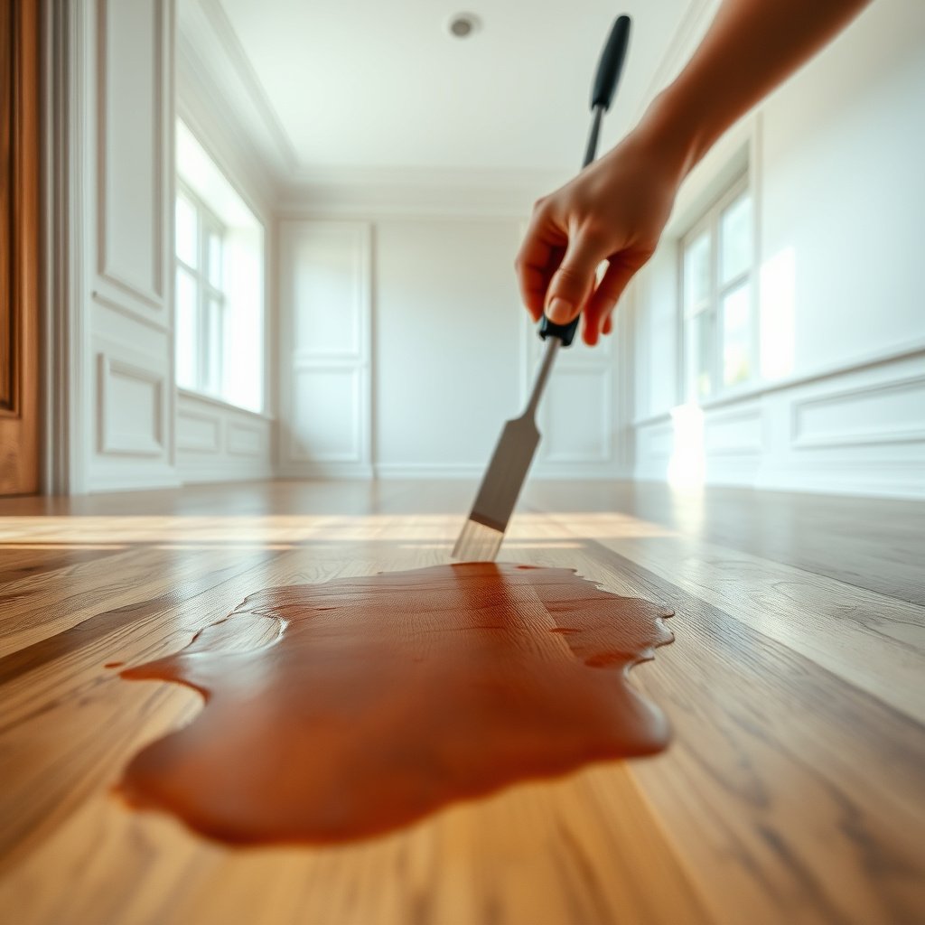Image showing effective methods to remove water rings and light discoloration from parquet floors.