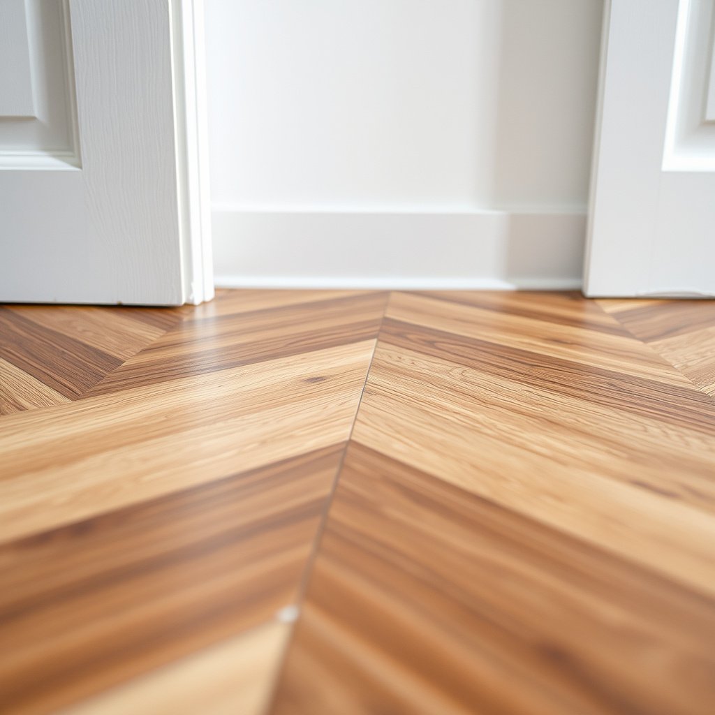 Image showing how to fix light surface scratches and scuffs on chevron floors.