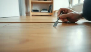 Step-by-step guide on how to fix cracks in bamboo floors with tools and materials.