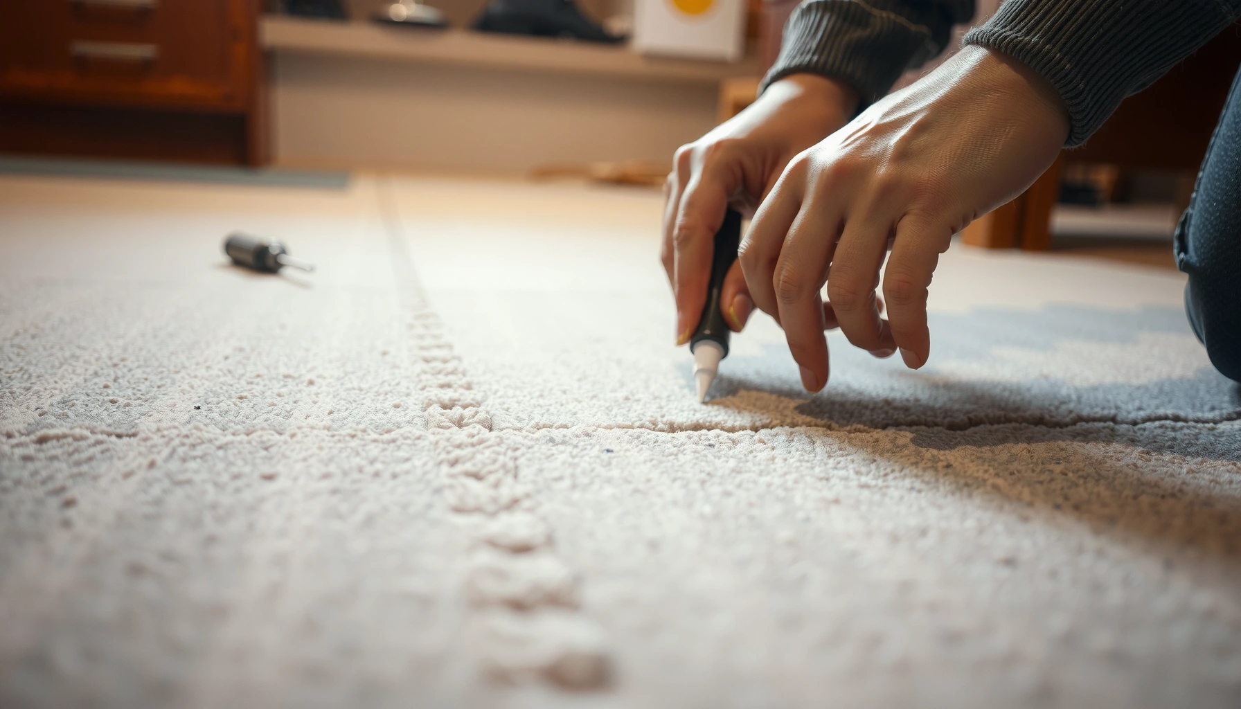 Step-by-step guide on repairing cracks in carpet tiles for a seamless finish.