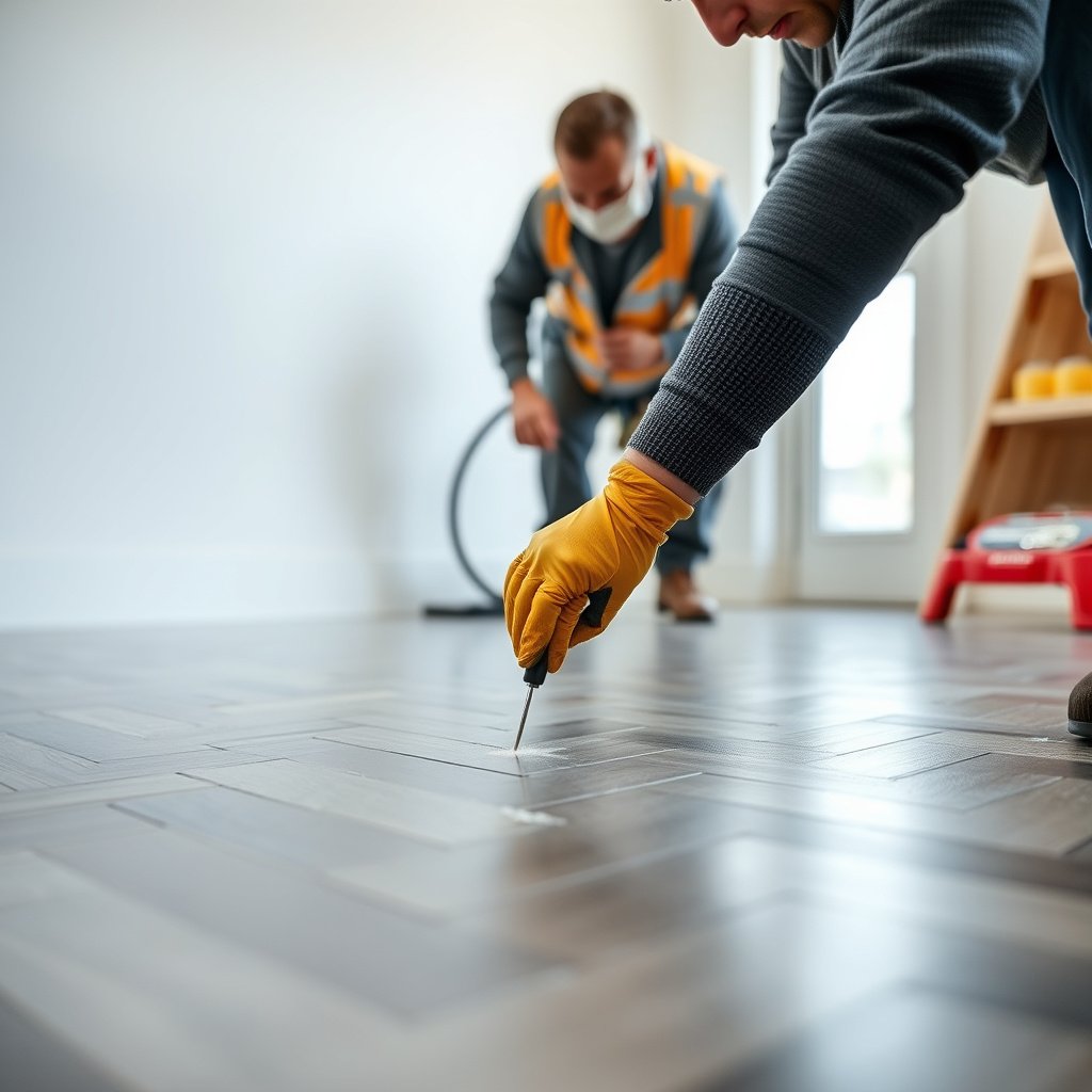 A step-by-step guide to filling, sanding, and spot-refinishing deeper scratches on chevron floors.