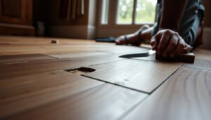 Image showing steps to repair parquet floors, including fixing scratches, gaps, and damage.