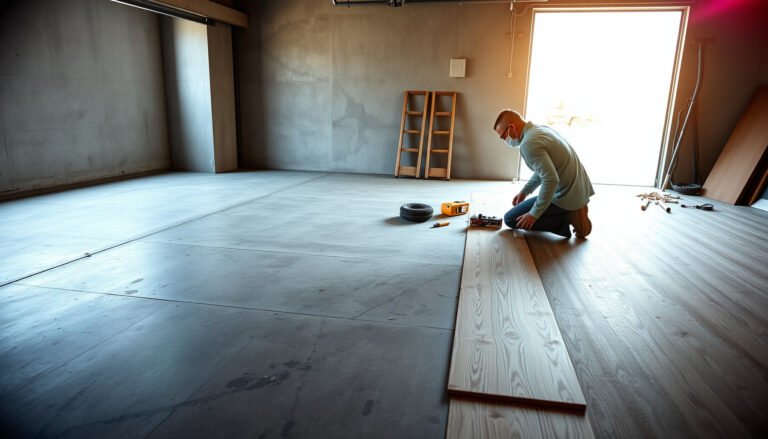 Step-by-step guide on how to replace engineered wood floors in a garage.