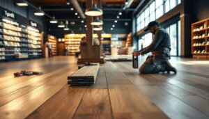 Step-by-step guide to replacing hardwood floors in a retail store.