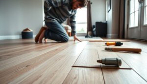 Step-by-step guide on how to replace laminate floors in a living room for a fresh look.
