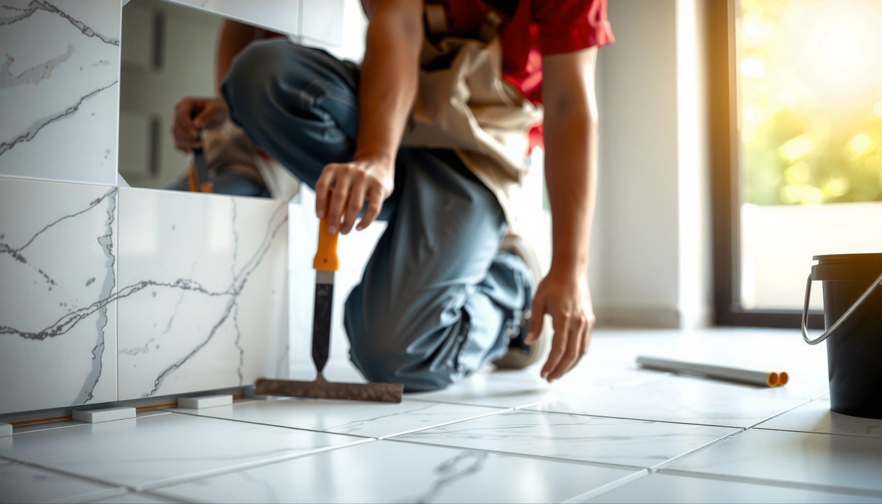 Step-by-step guide on how to replace marble floors with tools and materials needed.