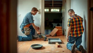 Step-by-step guide on how to replace terracotta floors, showcasing tools and techniques.