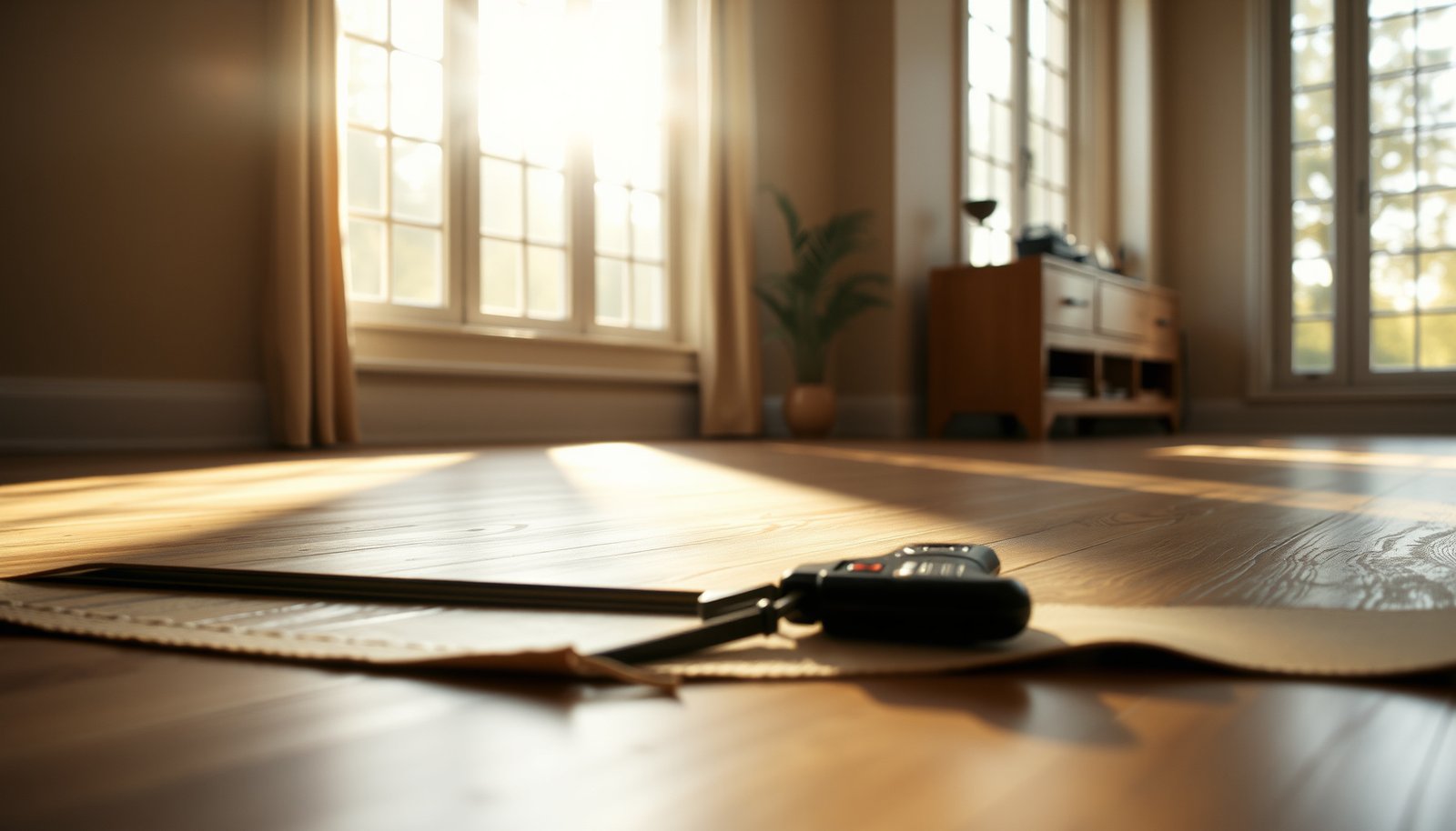 Step-by-step guide to replacing vinyl floors in a sunroom with tools and materials.