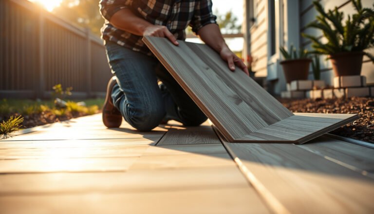 Step-by-step guide on how to replace vinyl floors in an outdoor walkway.
