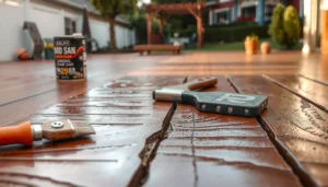 Step-by-step guide for restoring outdoor floors with tools and materials.