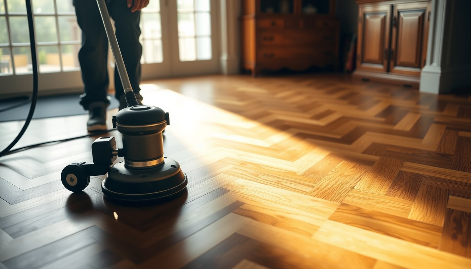 Step-by-step guide on how to restore chevron floors with refinishing techniques.