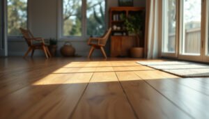 Engineered wood floors in a sunroom with safety features for better protection.