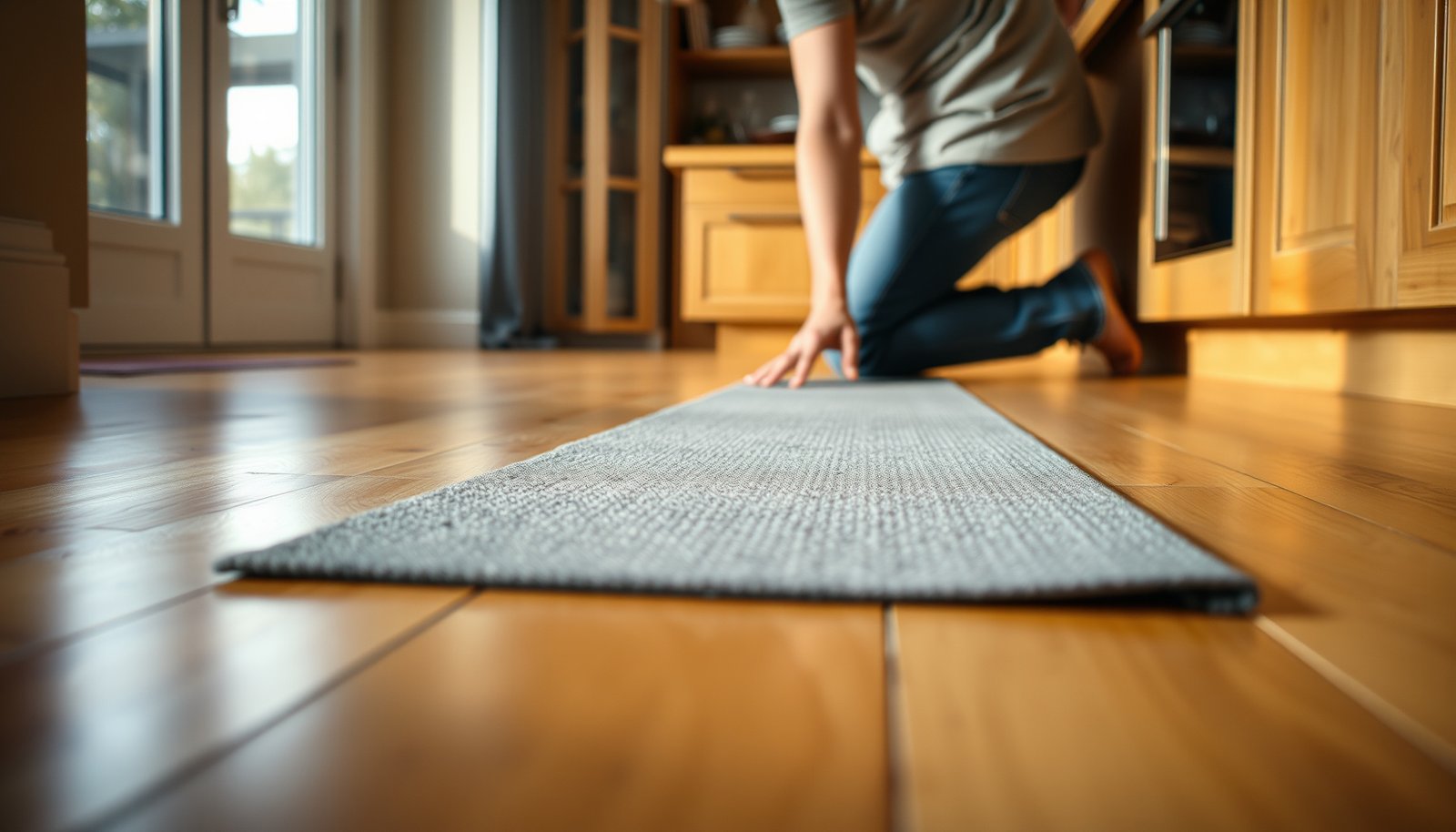 Tips for making hardwood floors safer in a kitchen environment with practical solutions.