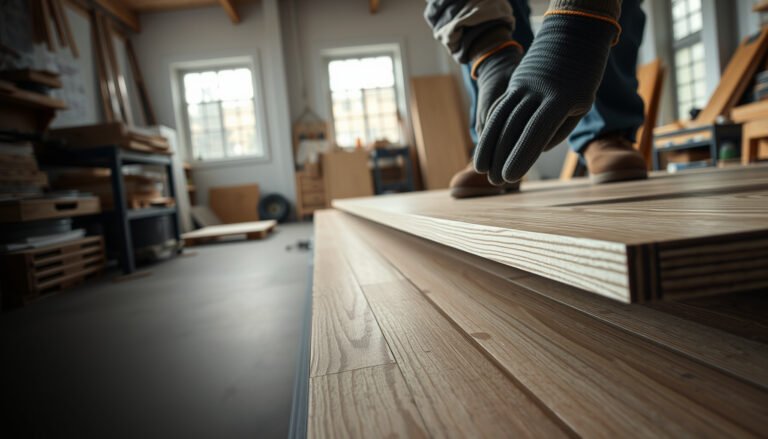 Steps to enhance safety of laminate floors in a workshop environment.