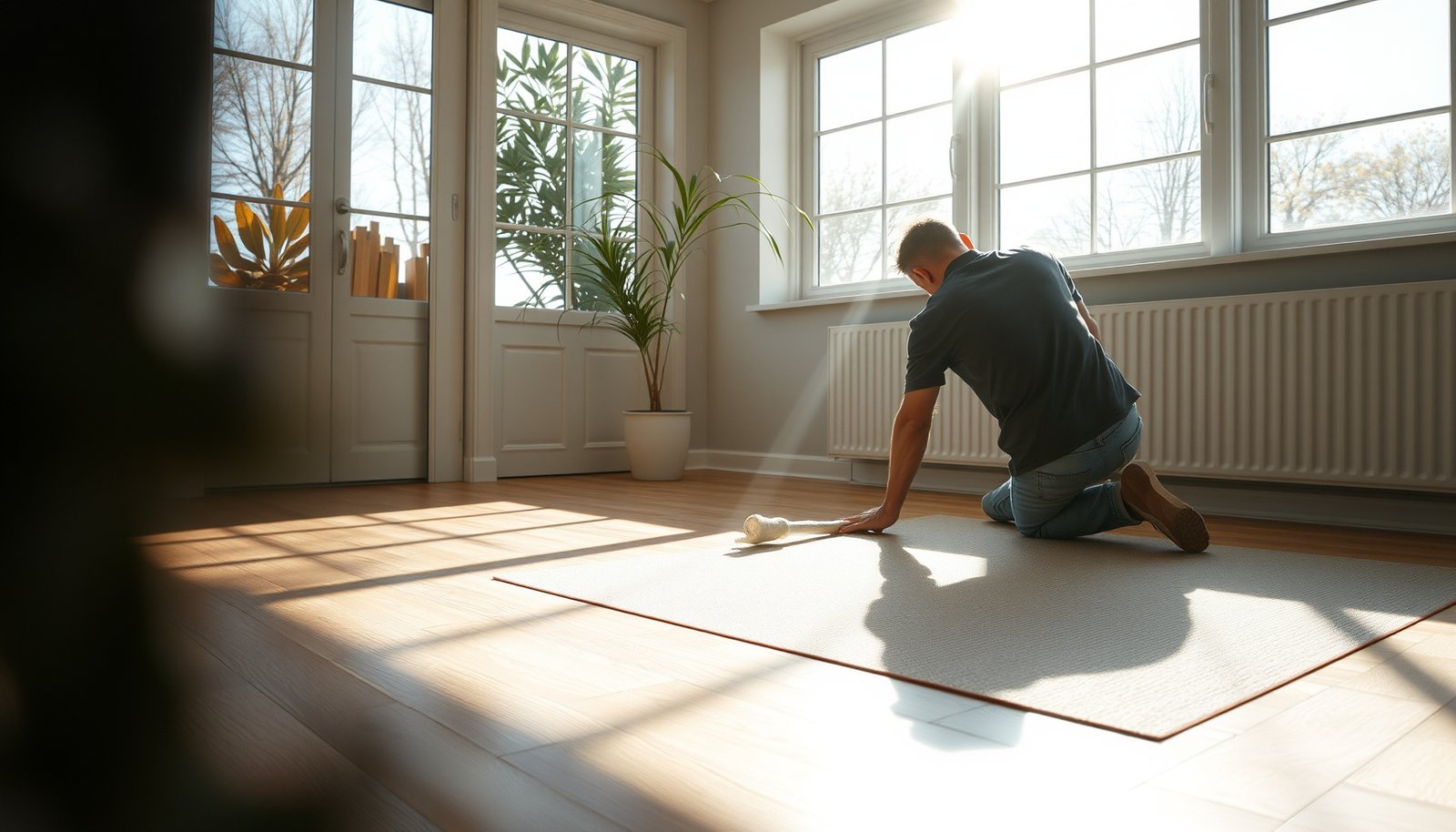 Vinyl floors in a sunroom with safety tips for reducing slips and falls.
