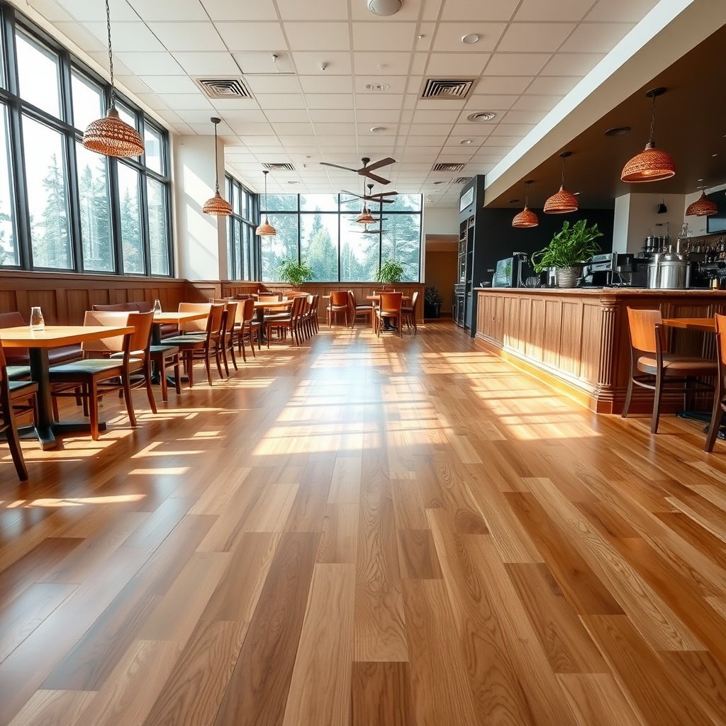 Restaurant staff conducting a safety walk-through on hardwood floors to ensure safety and prevent slips.