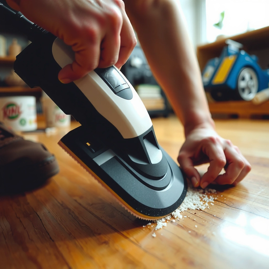 A worker sanding hardwood floors to prepare for refinishing, showcasing the importance of this step.