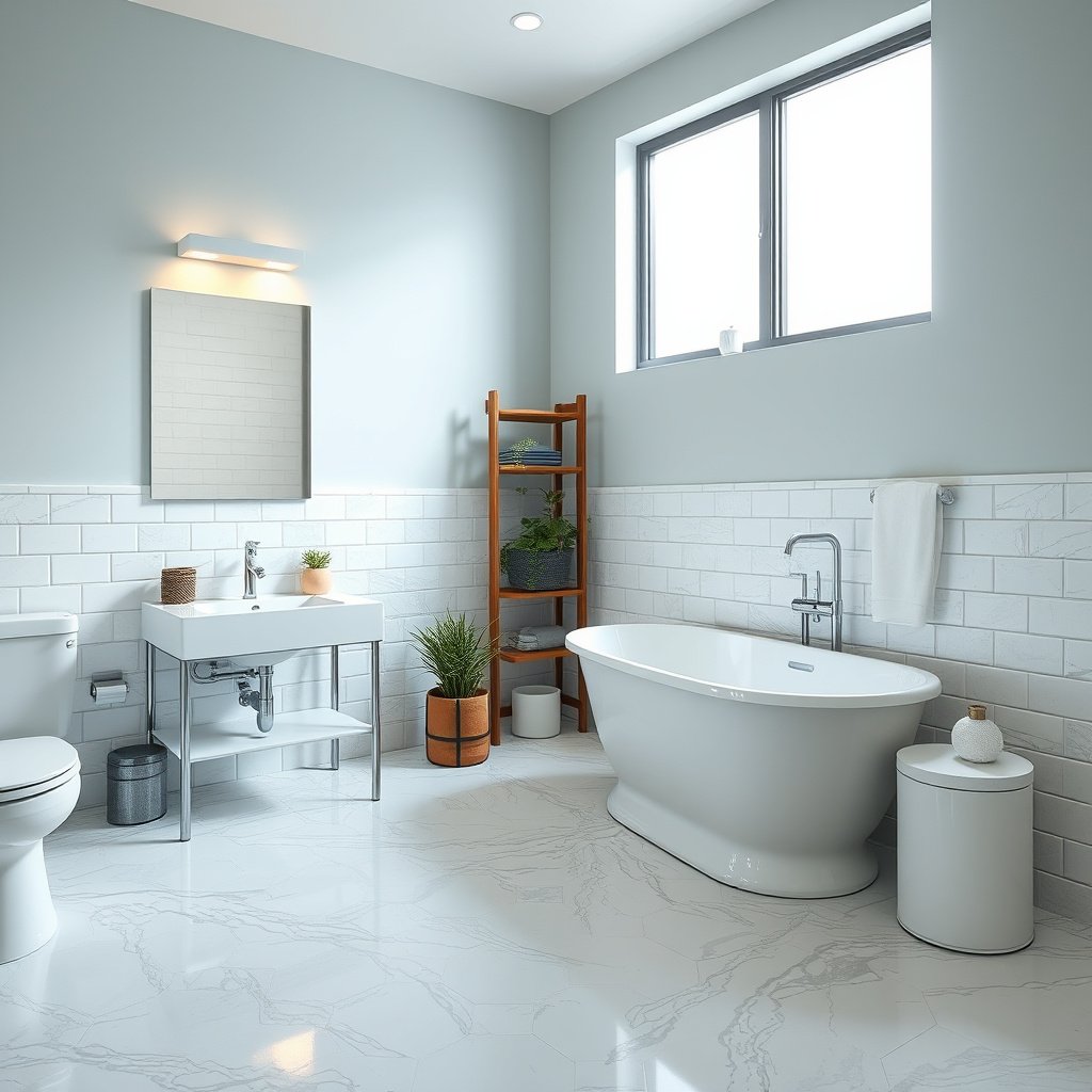 Image showing surface contact points for scratch-resistant protection on vinyl floors in bathrooms.