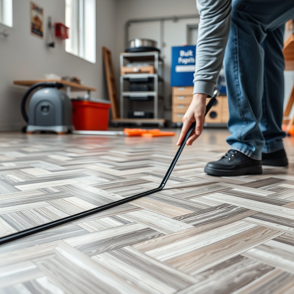 Image showing the sealing process of seams, joints, and edges on Chevron floors before final coats.