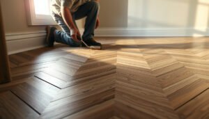 Step-by-step process for creating slip-resistant chevron floors with safety features.