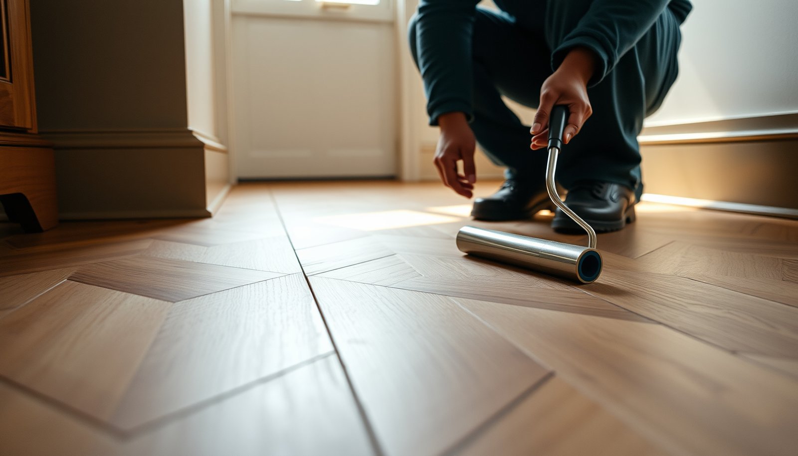 A beautifully designed slip-resistant herringbone floor showcasing texture and pattern for safety and style.