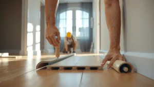 Step-by-step guide on how to install SPC floors, showcasing tools and techniques for proper installation.
