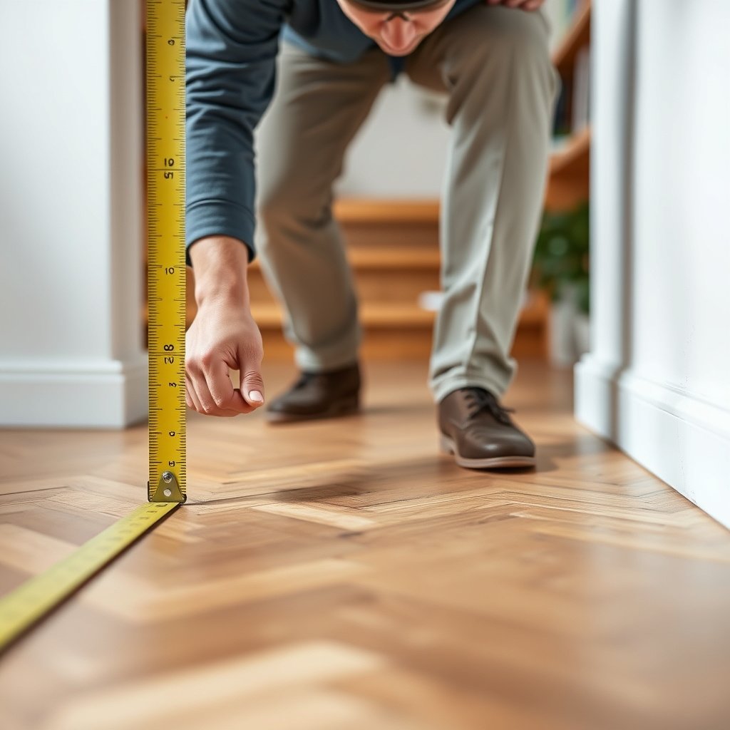 A diagram showing how to square the layout and establish a centerline for herringbone flooring.