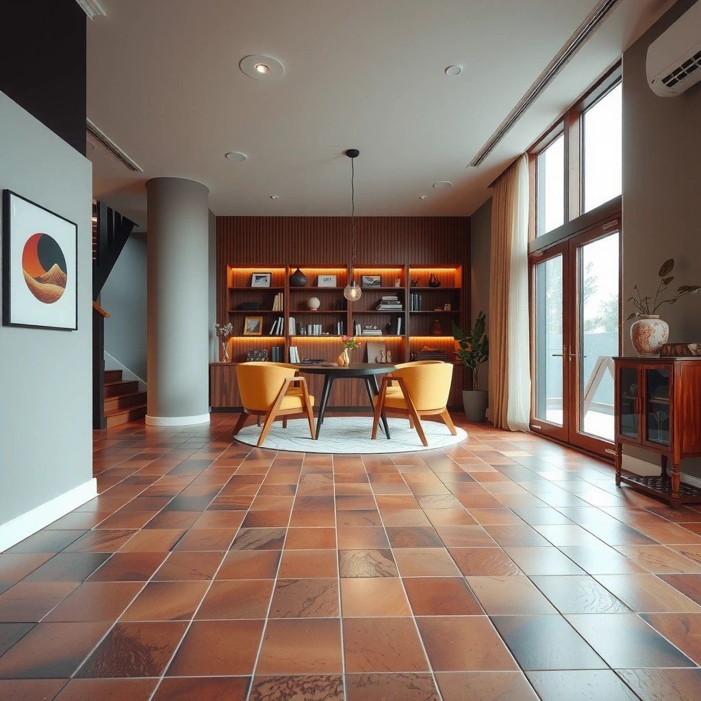 A mat at the entrance preventing dirt and grit from entering on terracotta floors.