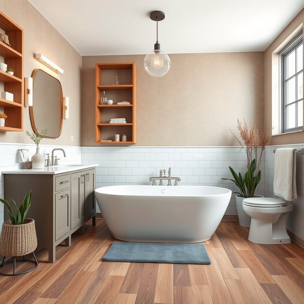 Prevent scratches on hardwood with grit control in bathrooms to protect floors.