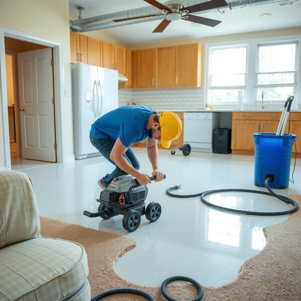 Image showing steps to stop water and prevent damage on sheet vinyl floors.