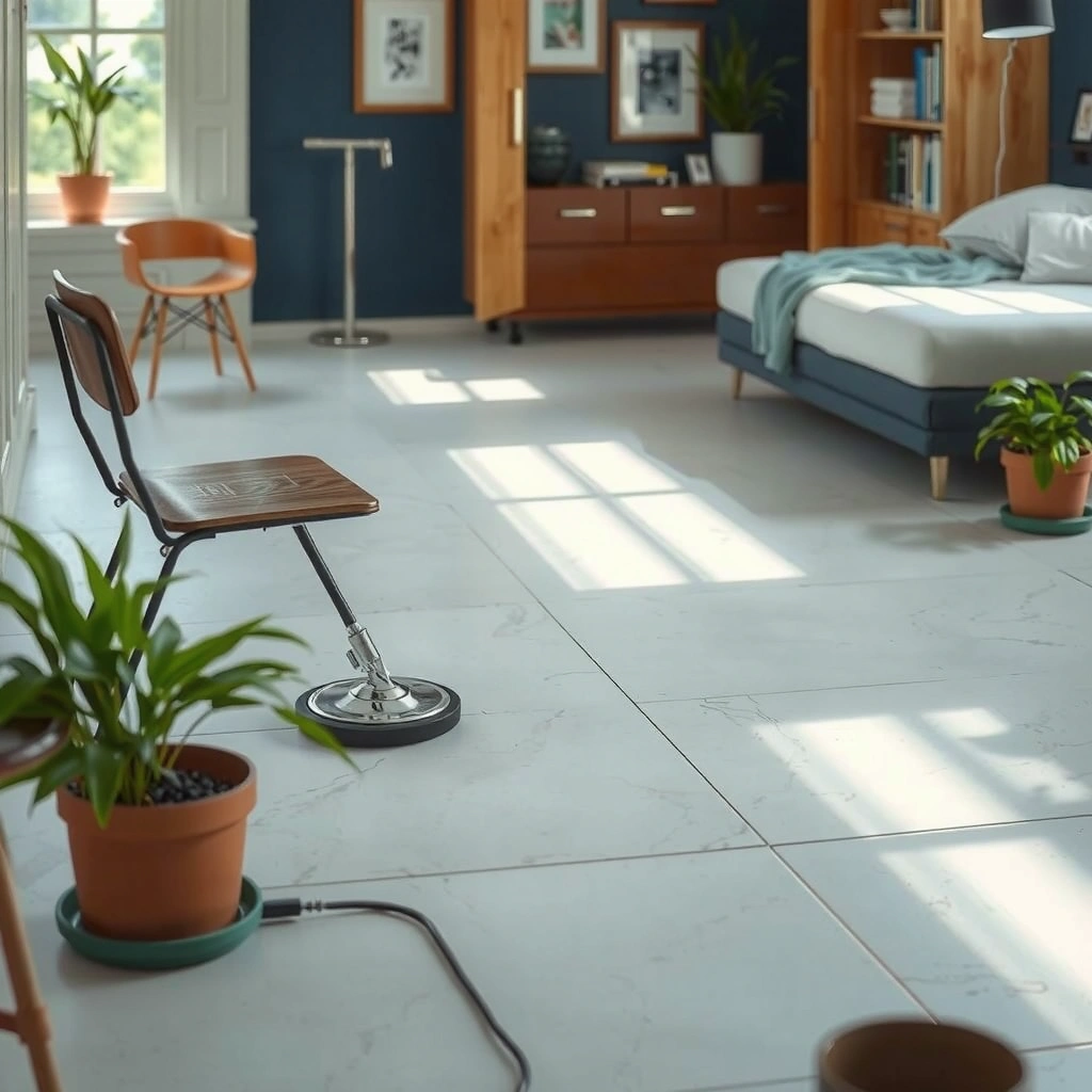 A collection of cleaning supplies for deep cleaning tile floors without damage.