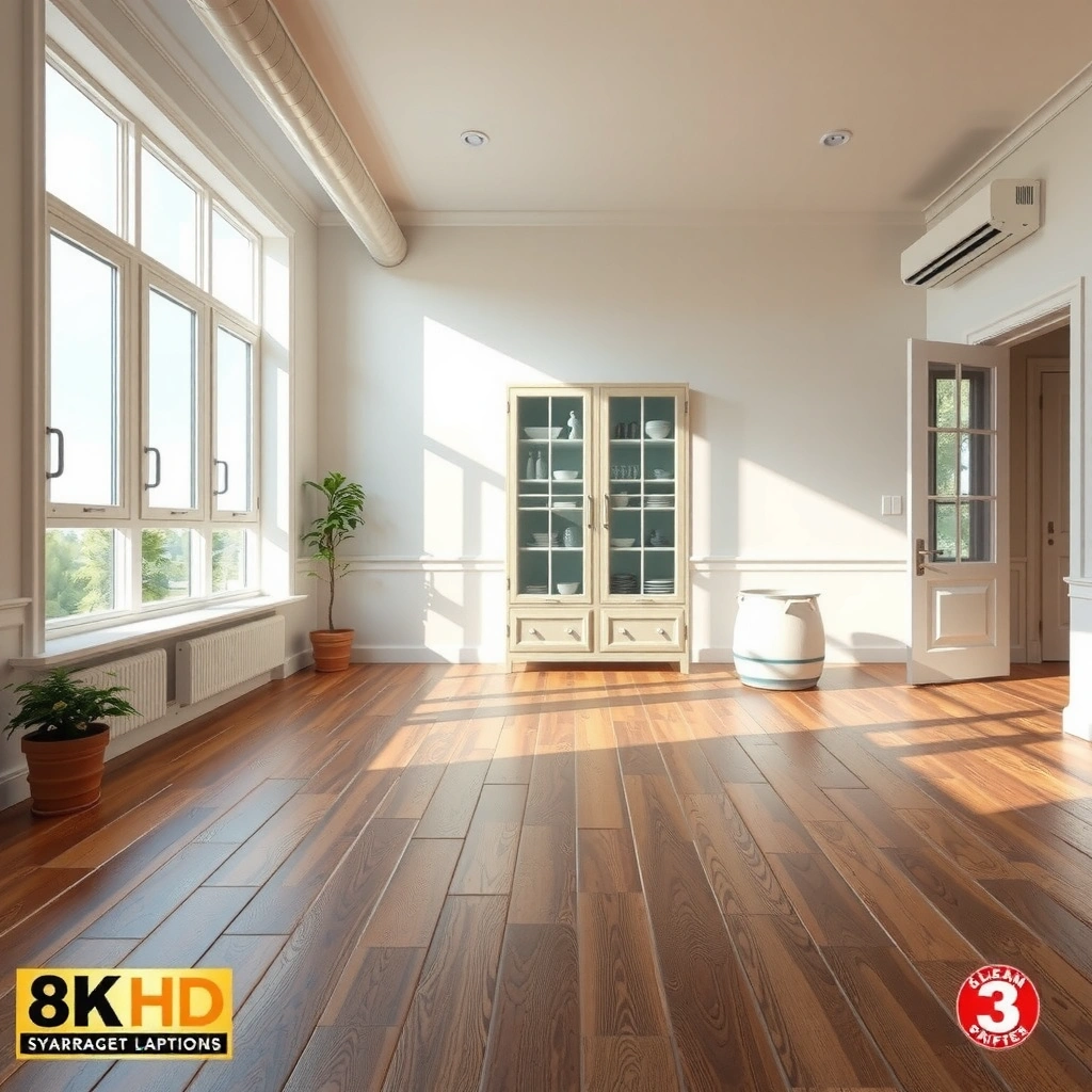Person sweeping and vacuuming laminate floors to remove grit before cleaning.