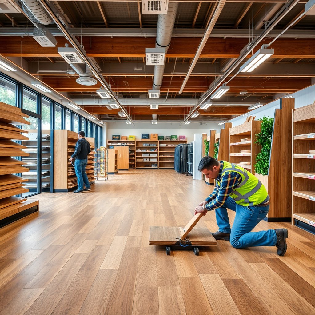 Image illustrating the target audience for hardwood floor installation in retail stores.