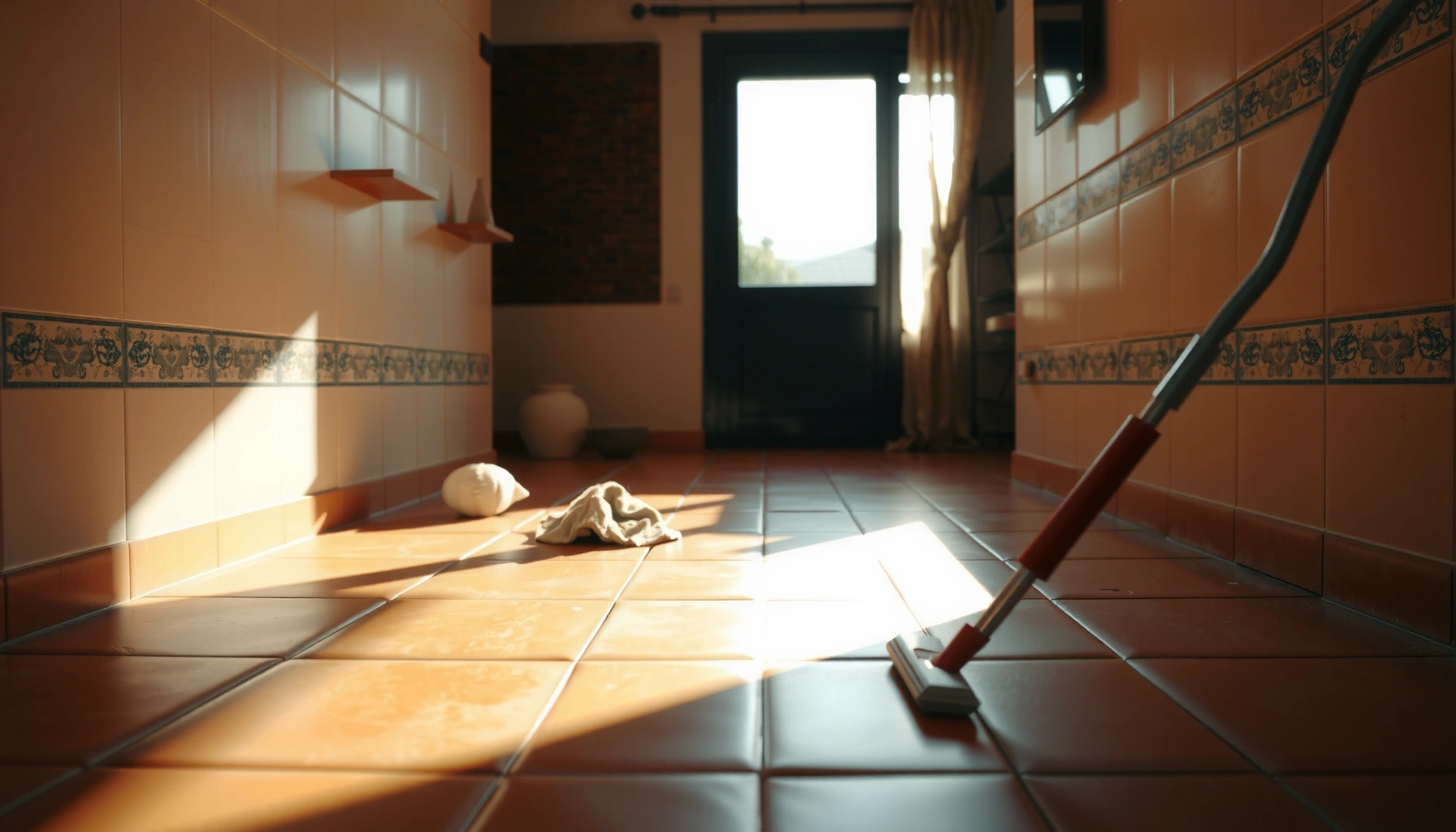 A clean and well-maintained terracotta floor demonstrating care tips to prevent damage.